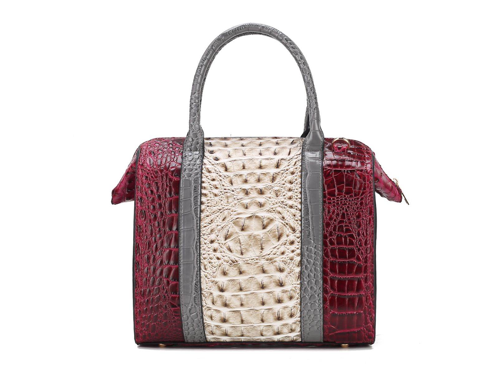 Ember Faux Crocodile-Embossed Vegan Leather Women Satchel Bag - Dressect