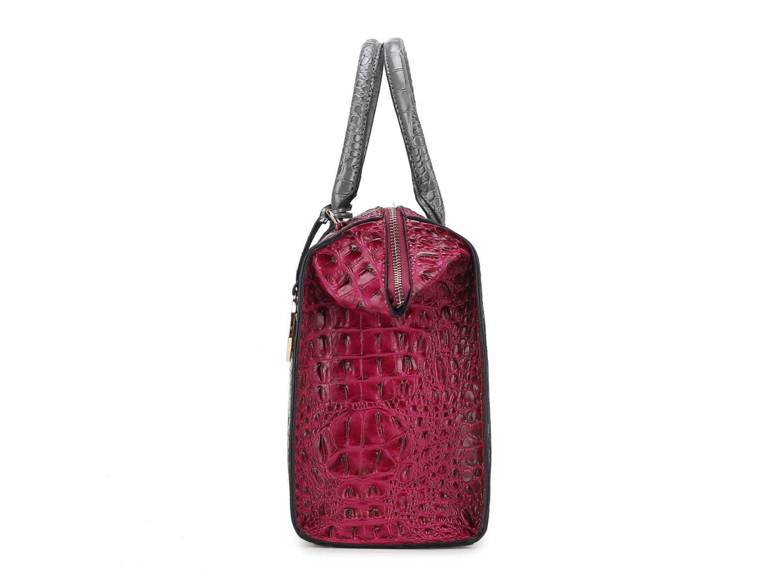 Ember Faux Crocodile-Embossed Vegan Leather Women Satchel Bag - Dressect