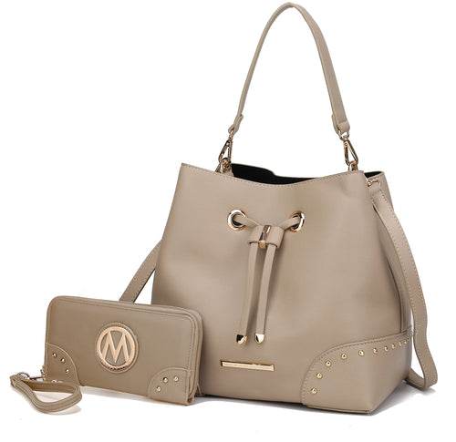 Callie Solid Bucket Bag with matching Wallet - Dressect