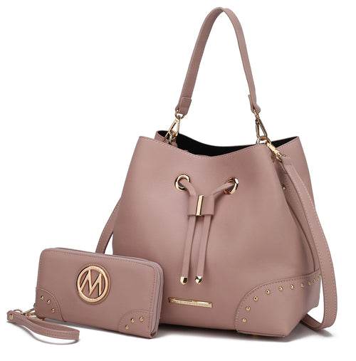 Callie Solid Bucket Bag with matching Wallet - Dressect