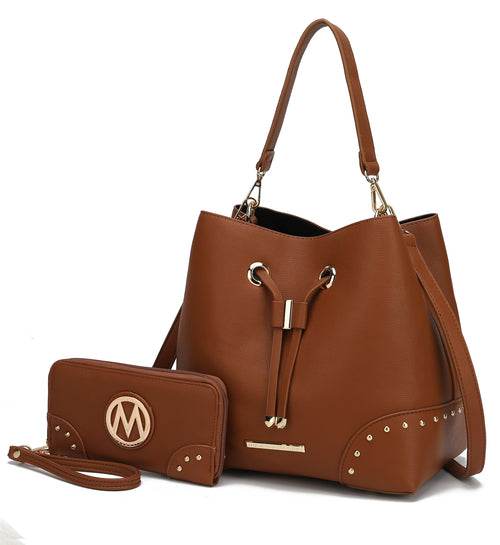 Callie Solid Bucket Bag with matching Wallet - Dressect