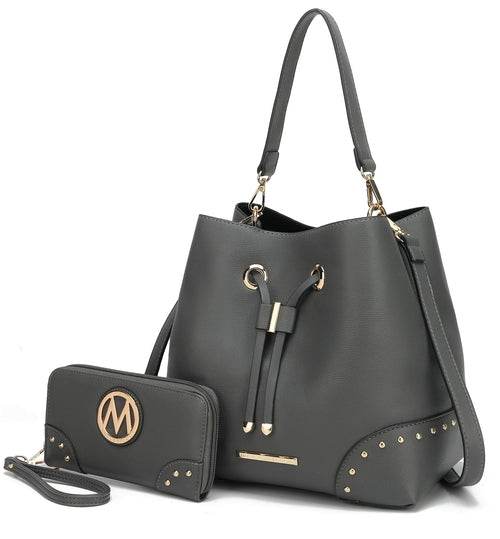 Callie Solid Bucket Bag with matching Wallet - Dressect