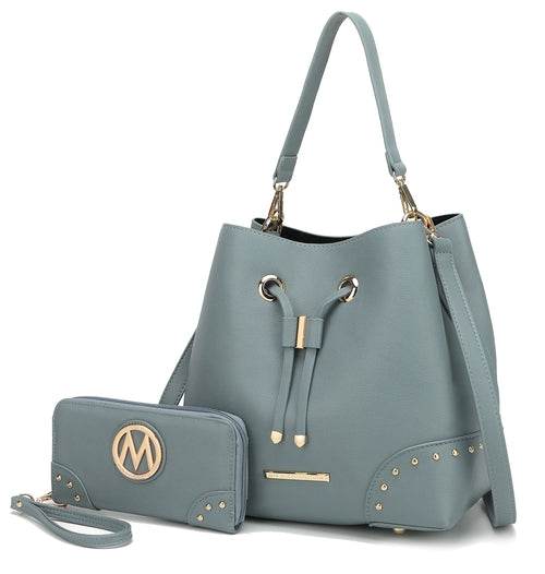 Callie Solid Bucket Bag with matching Wallet - Dressect