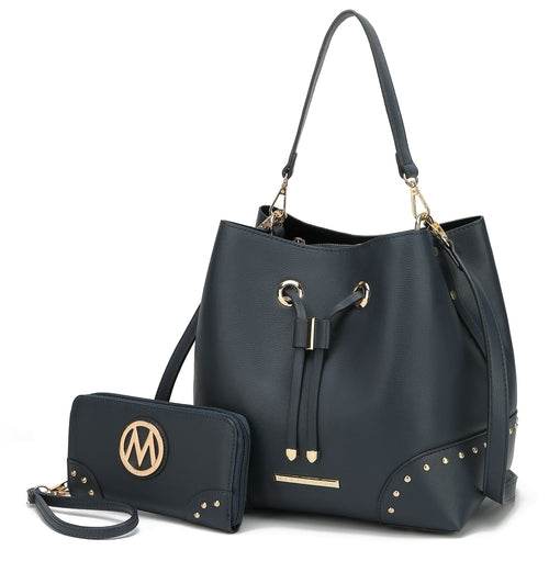 Callie Solid Bucket Bag with matching Wallet - Dressect