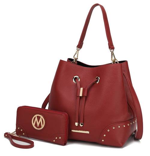 Callie Solid Bucket Bag with matching Wallet - Dressect
