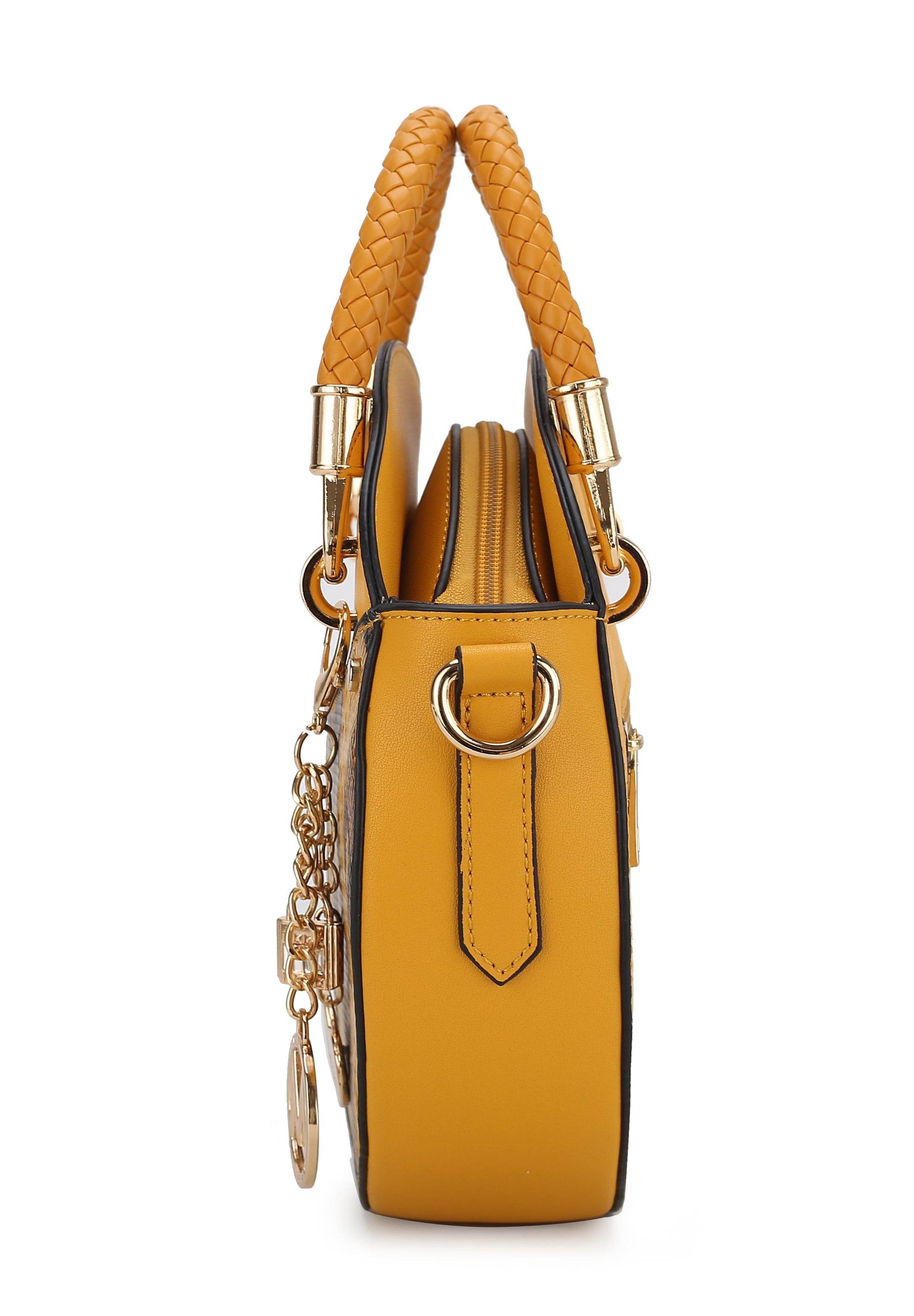 Camille Faux Snakeskin Vegan Leather Women Round Crossbody Bag - Dressect