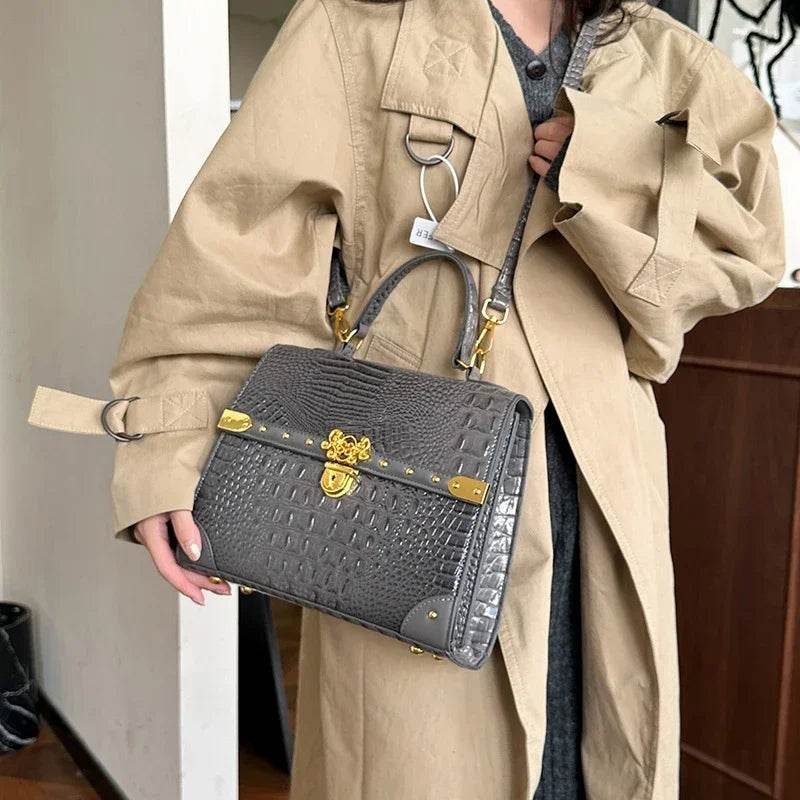 Designer Women Crocodile Pattern Crossbody Bag - Dressect
