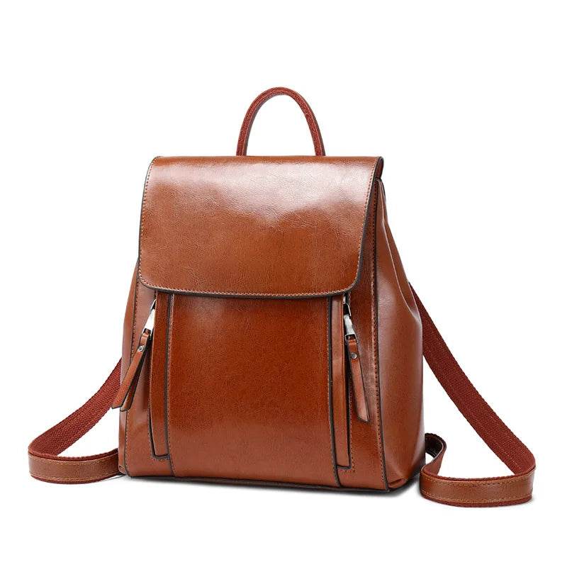 Women Backpack Cross body Shoulder Bag Genuine Leather Female Natural Skin Book Laptop Rucksack Messenger Bags - Dressect