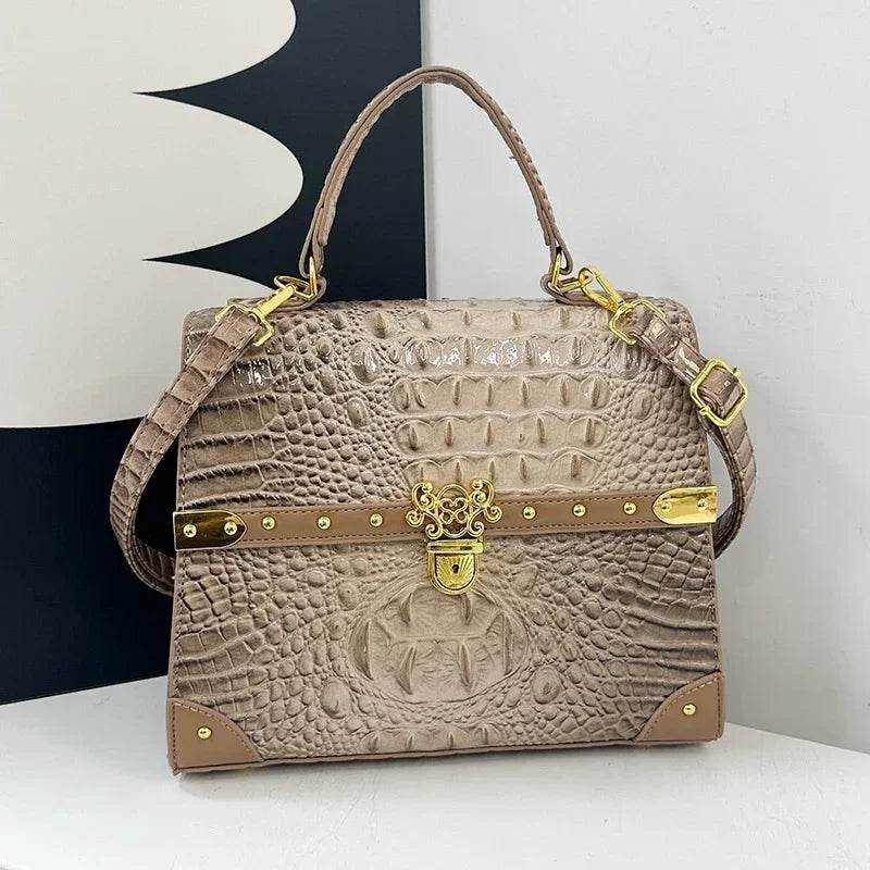 Designer Women Crocodile Pattern Crossbody Bag - Dressect