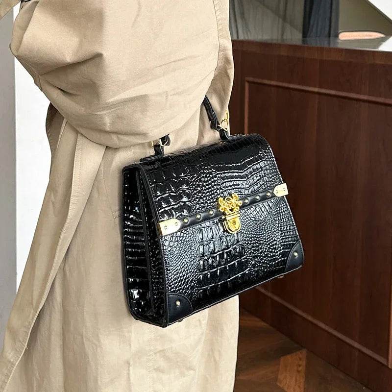 Designer Women Crocodile Pattern Crossbody Bag - Dressect