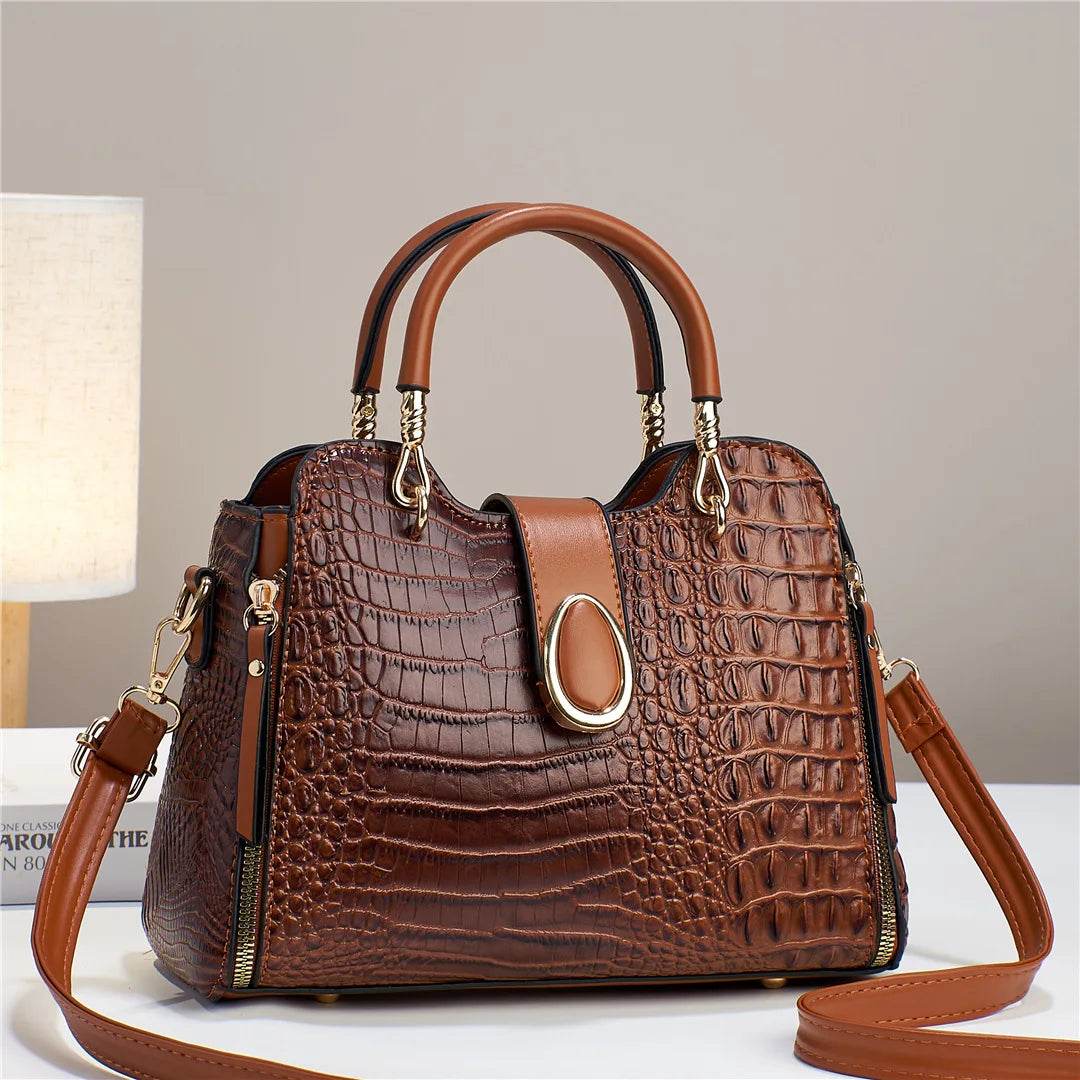 Designer High Quality Leather Women'S Handbag Crocodile Patterned - Dressect