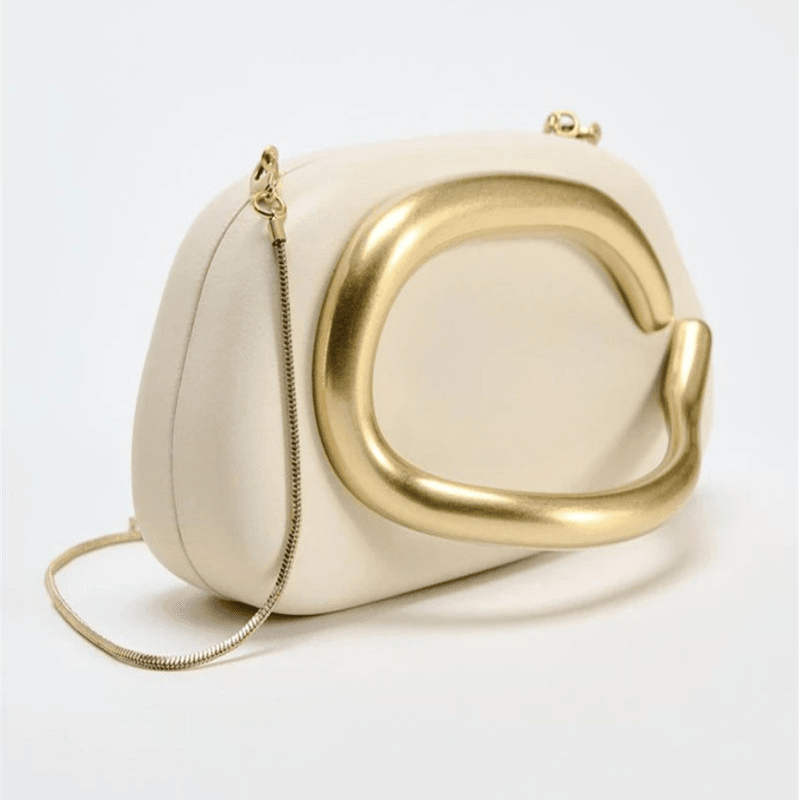 Gold Metal Closure Box Clutch Bag - Dressect