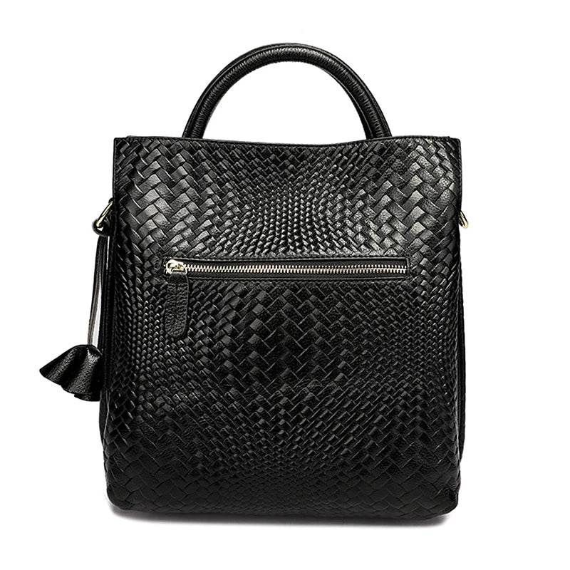New women's handbag, large capacity woven texture bucket bag, multiple colors - Dressect