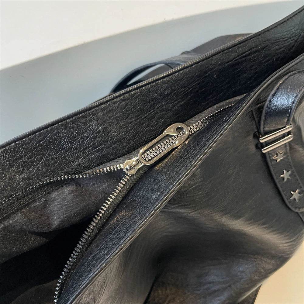 MOODS Large Sized Tote Bags For Women Soft PU Leather Pure Color Large Capacity Shopper Shoulder Crossbody Bag Quality Handbags - Dressect