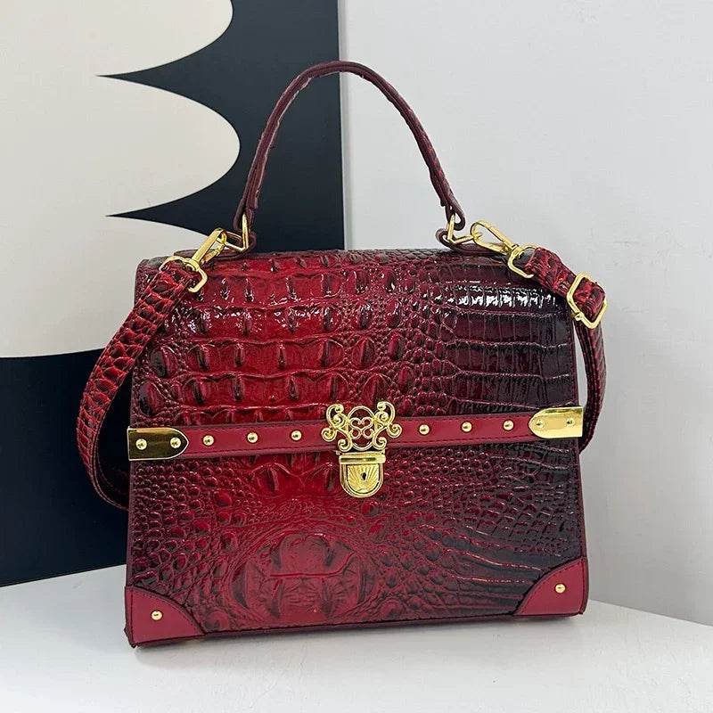 Designer Women Crocodile Pattern Crossbody Bag - Dressect