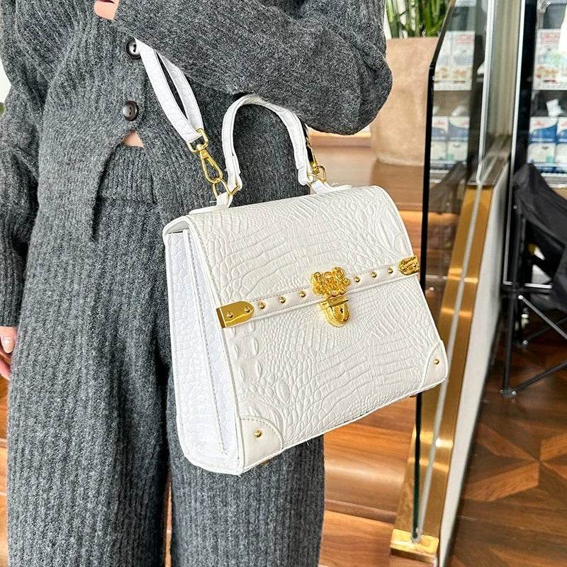 Designer Women Crocodile Pattern Crossbody Bag - Dressect