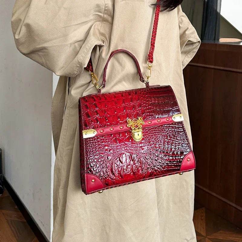 Designer Women Crocodile Pattern Crossbody Bag - Dressect