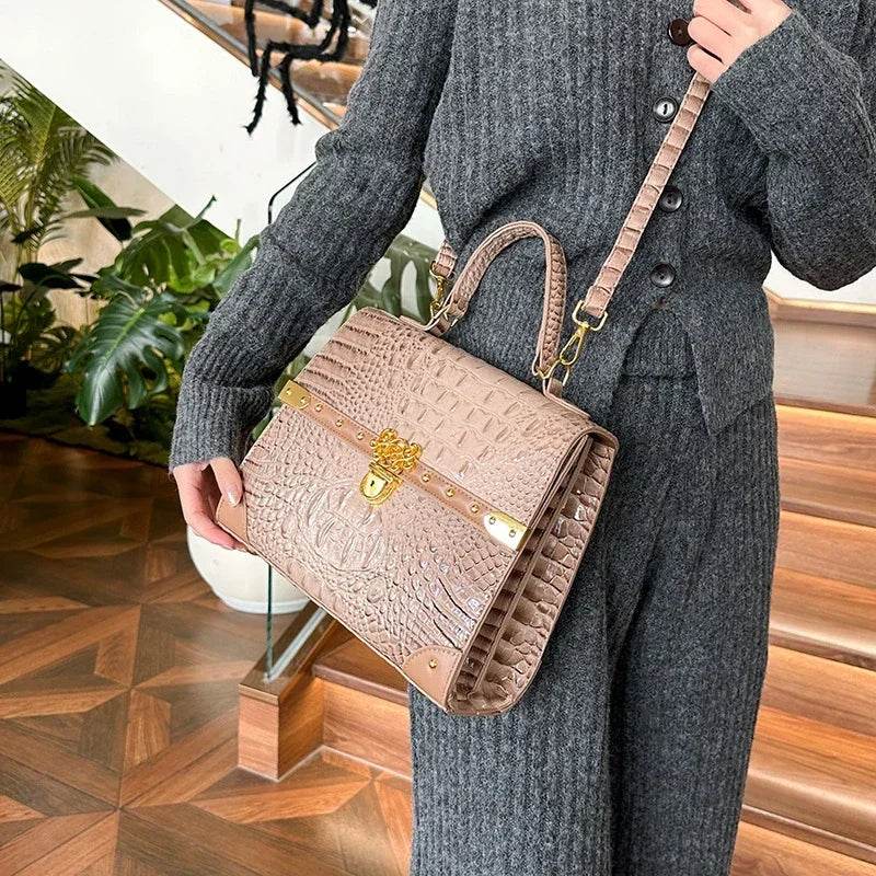 Designer Women Crocodile Pattern Crossbody Bag - Dressect
