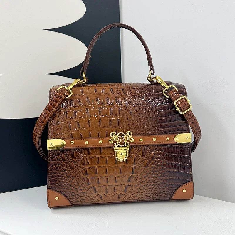 Designer Women Crocodile Pattern Crossbody Bag - Dressect