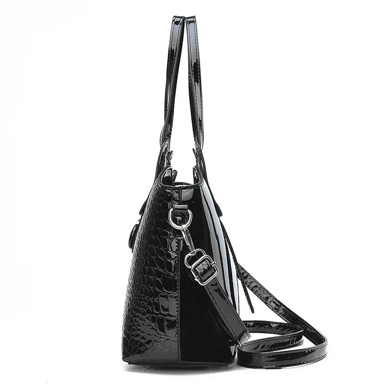 Leather Glossy Women's Handbag 2025 New Women's 2 in 1 Composite Bags Bag Large Capacity One Shoulder Crossbody Bag - Dressect