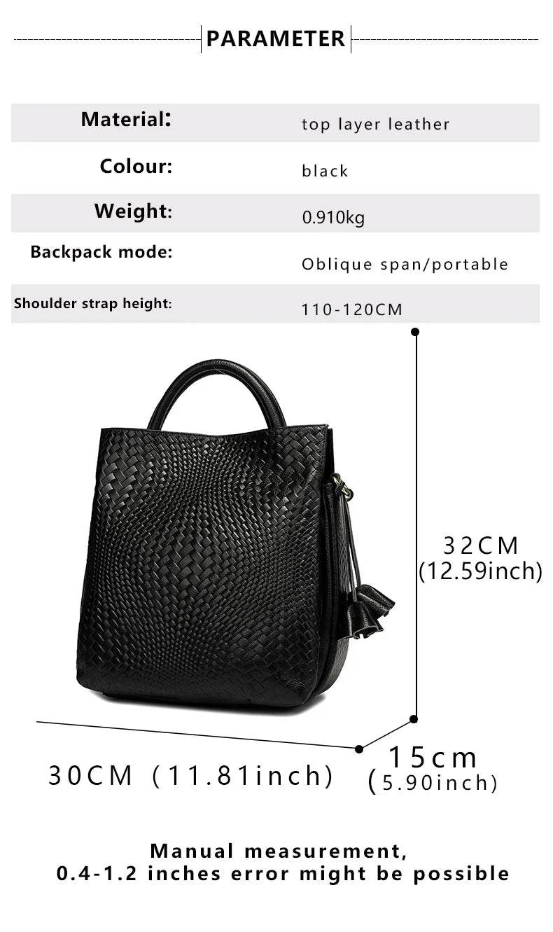 New women's handbag, large capacity woven texture bucket bag, multiple colors - Dressect