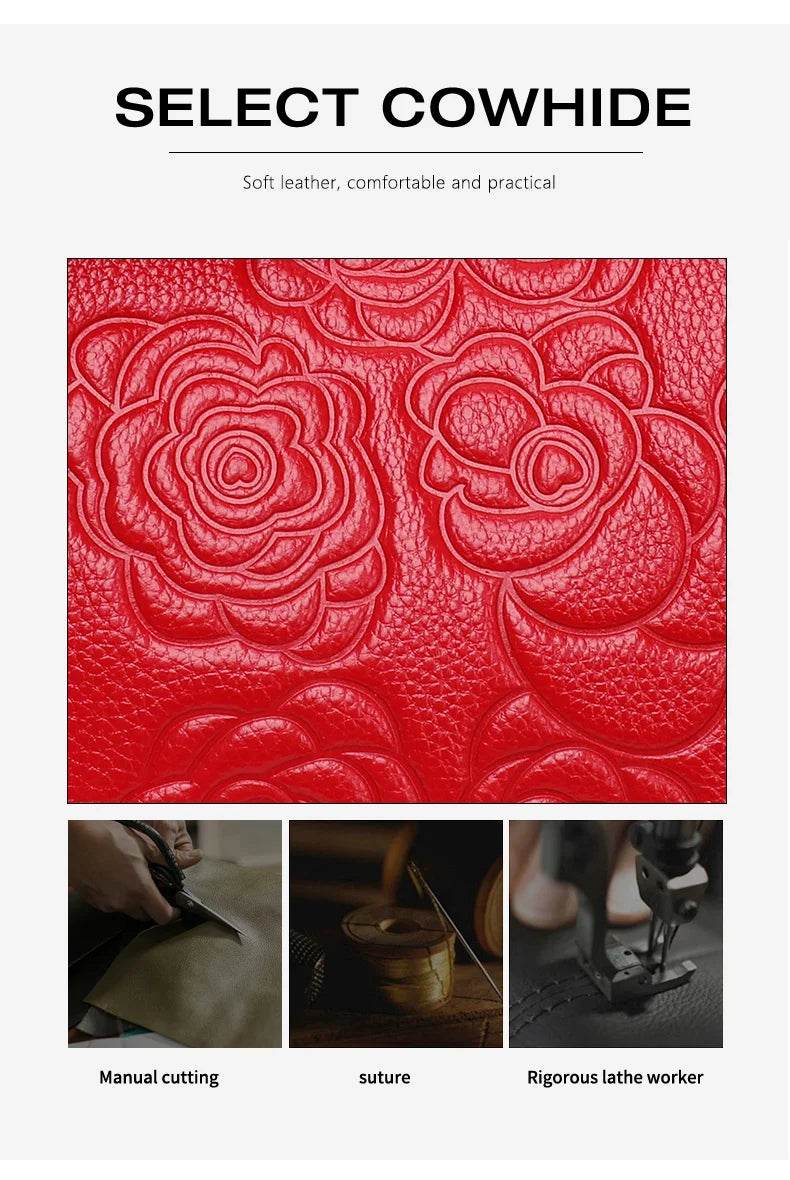 Classic embossed women's bag leather pit bag, large capacity top cowhide cross-body bag - Dressect