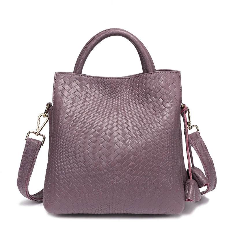 New women's handbag, large capacity woven texture bucket bag, multiple colors - Dressect