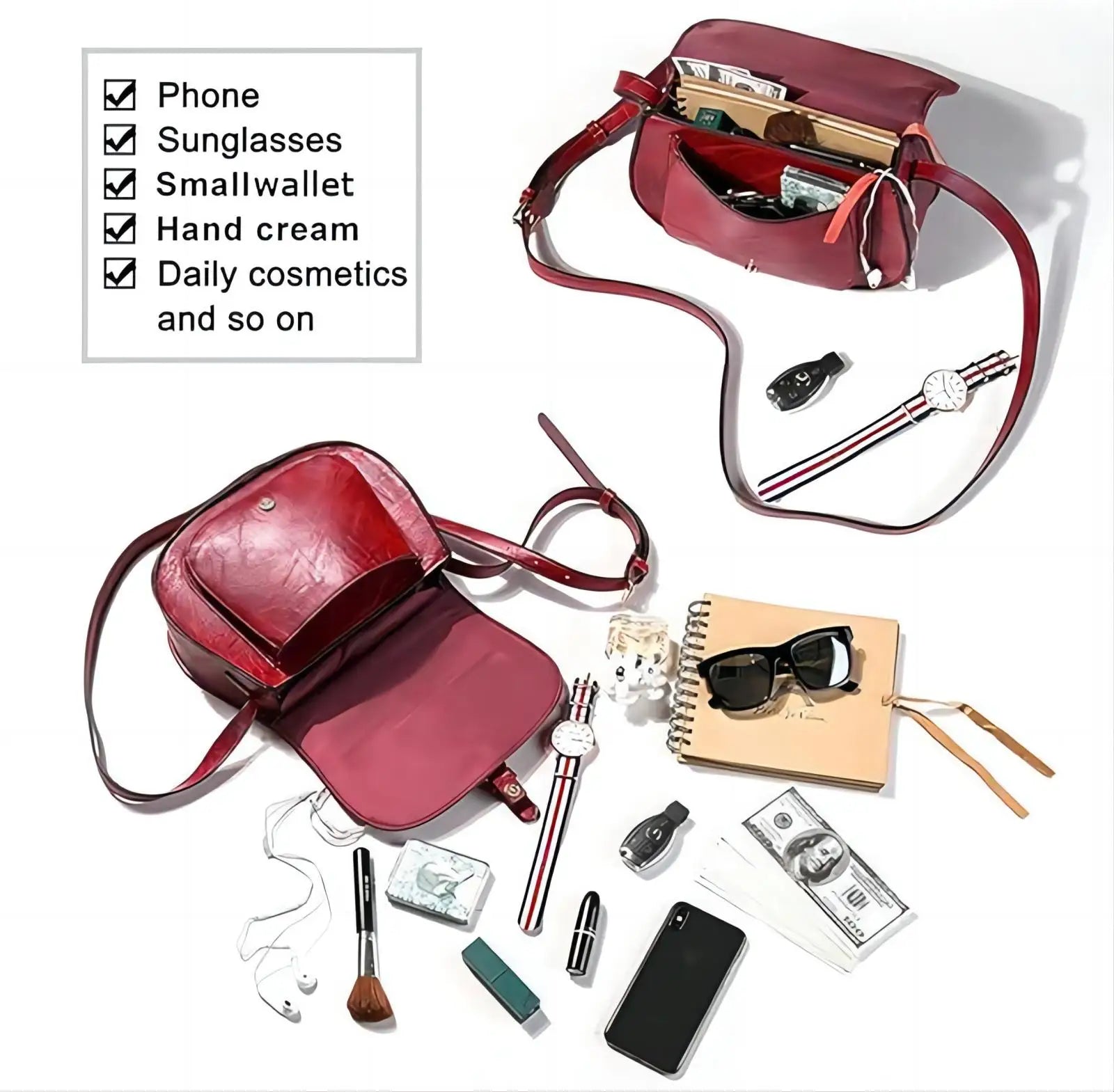 Besty Bewildered Crossbody Bag for Women Small Satchel and Shoulder Bag Vintage Saddle Vegan Leather