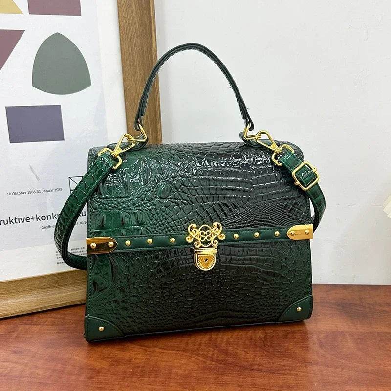 Designer Women Crocodile Pattern Crossbody Bag - Dressect