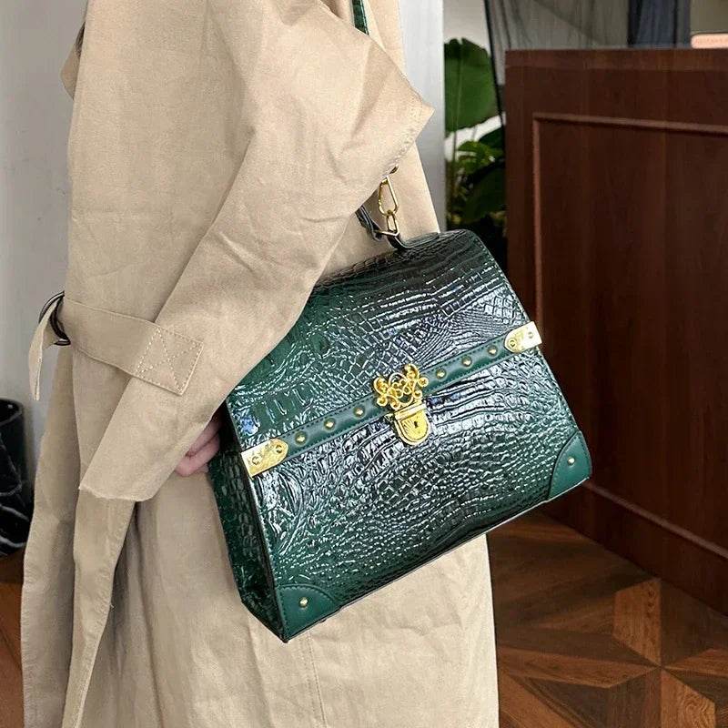 Designer Women Crocodile Pattern Crossbody Bag - Dressect