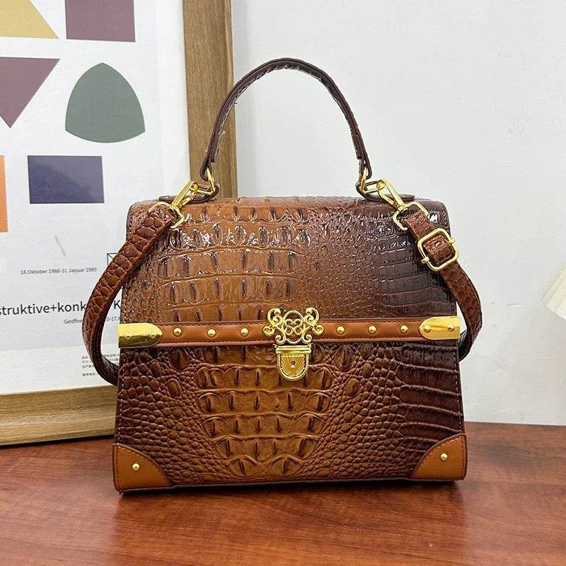 Designer Women Crocodile Pattern Crossbody Bag - Dressect