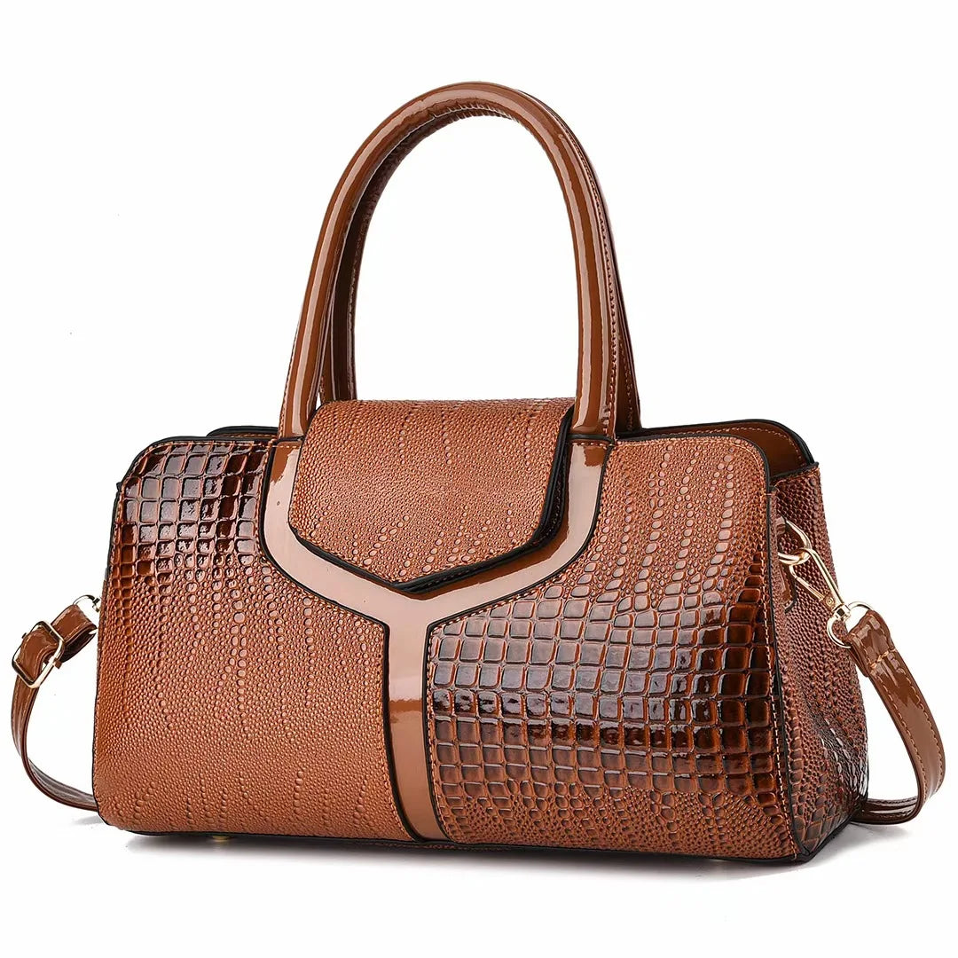 Fashionable Classic Retro Shoulder Bag Large Capacity Crocodile Pattern Crossbody Bag Minimalist Tote Bag