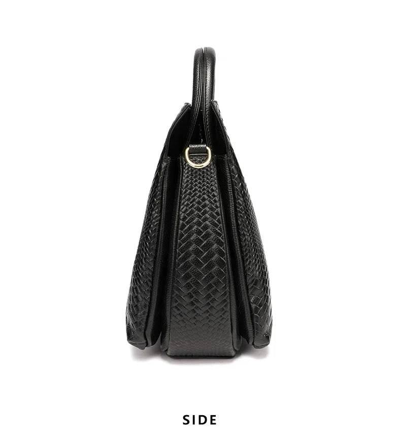 New women's handbag, large capacity woven texture bucket bag, multiple colors - Dressect