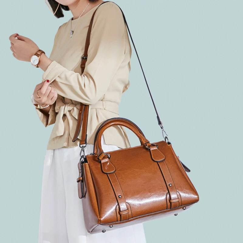 Tote Bag - Genuine Leather Women Shoulder Cross body Handbag - Dressect