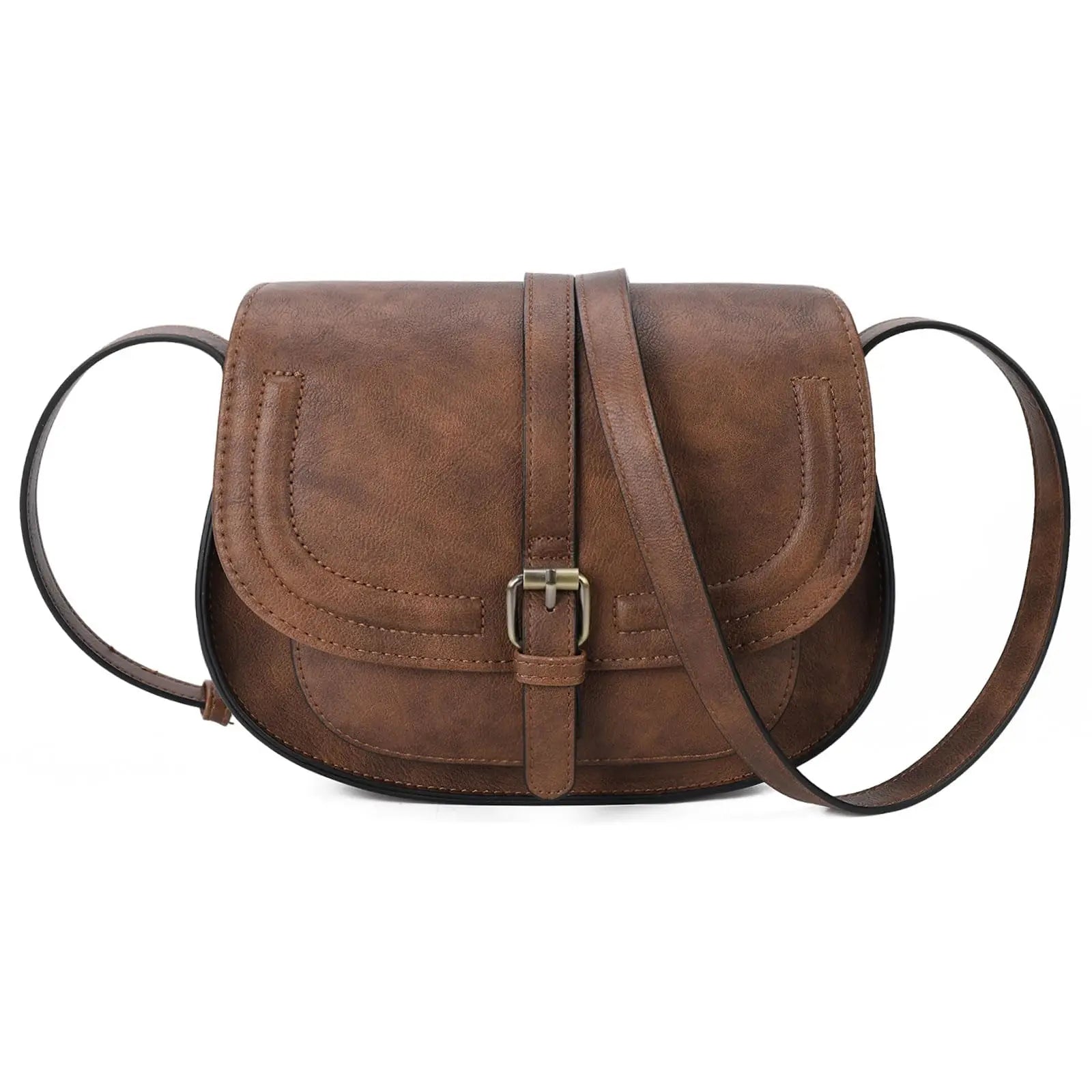 Besty Bewildered Crossbody Bag for Women Small Satchel and Shoulder Bag Vintage Saddle Vegan Leather