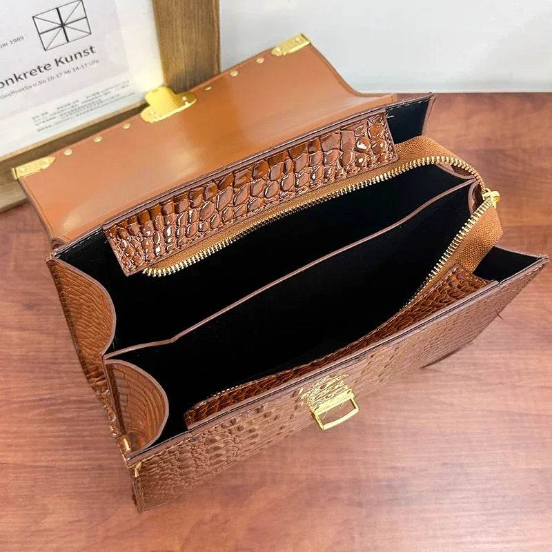 Designer Women Crocodile Pattern Crossbody Bag - Dressect