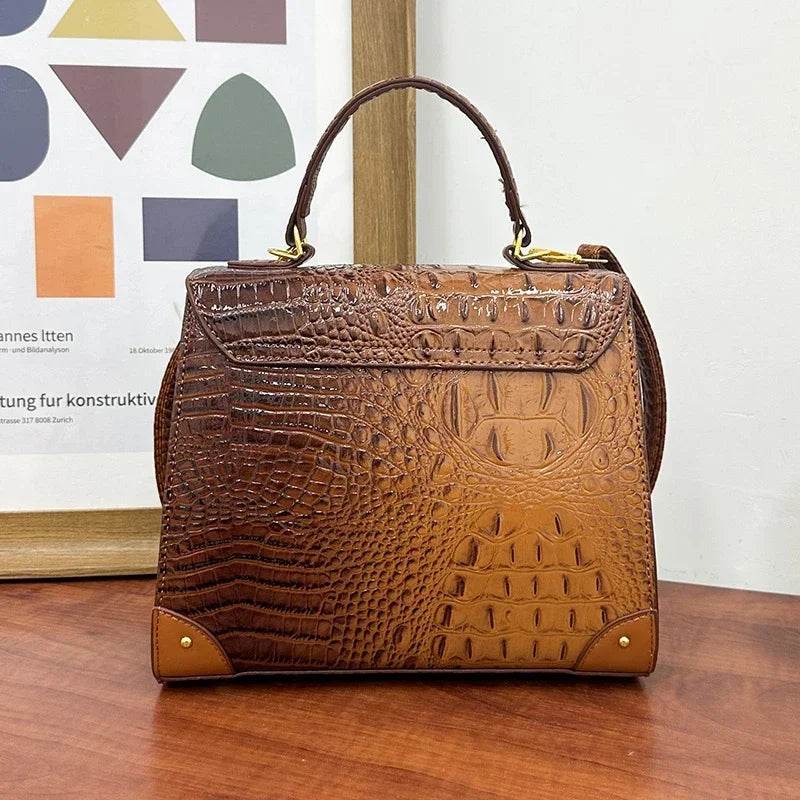 Designer Women Crocodile Pattern Crossbody Bag - Dressect