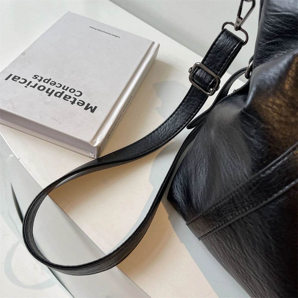MOODS Large Sized Tote Bags For Women Soft PU Leather Pure Color Large Capacity Shopper Shoulder Crossbody Bag Quality Handbags - Dressect