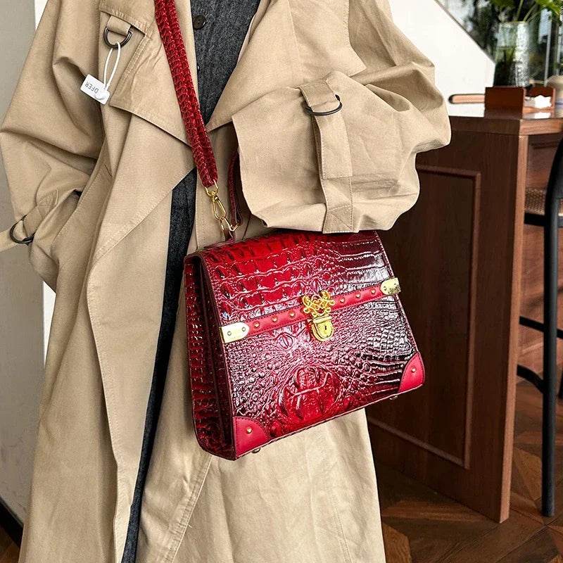Designer Women Crocodile Pattern Crossbody Bag - Dressect