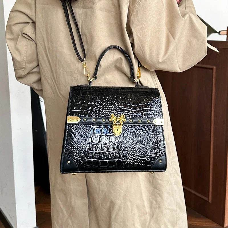 Designer Women Crocodile Pattern Crossbody Bag - Dressect