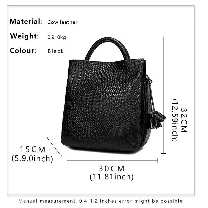 New women's handbag, large capacity woven texture bucket bag, multiple colors - Dressect