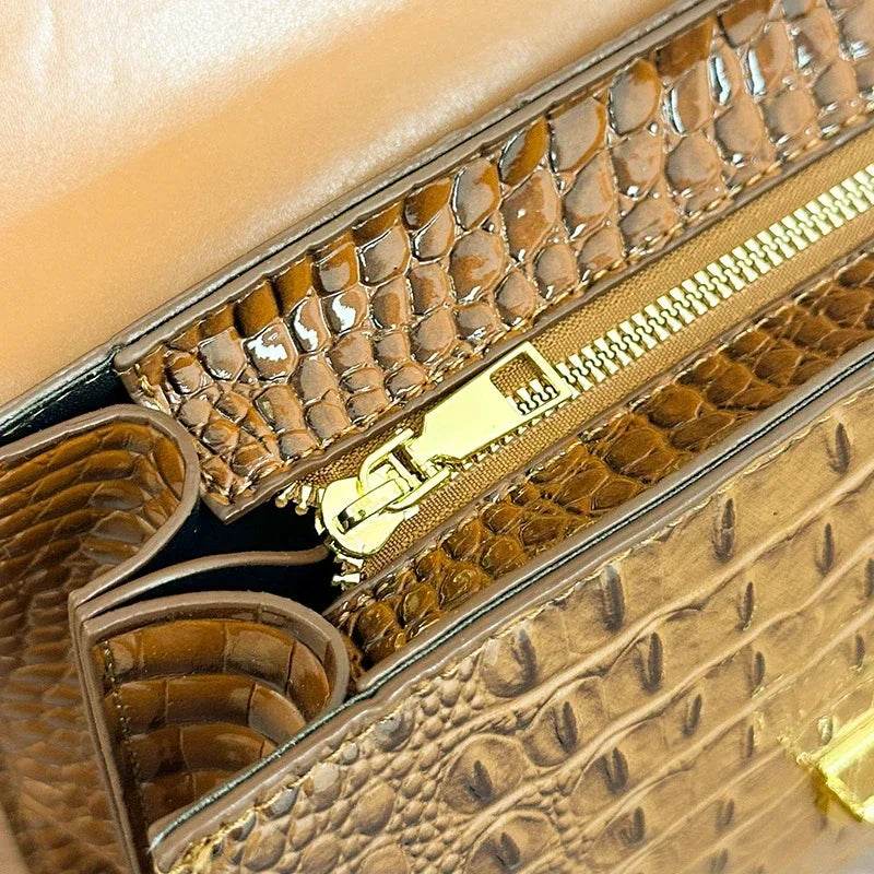 Designer Women Crocodile Pattern Crossbody Bag - Dressect