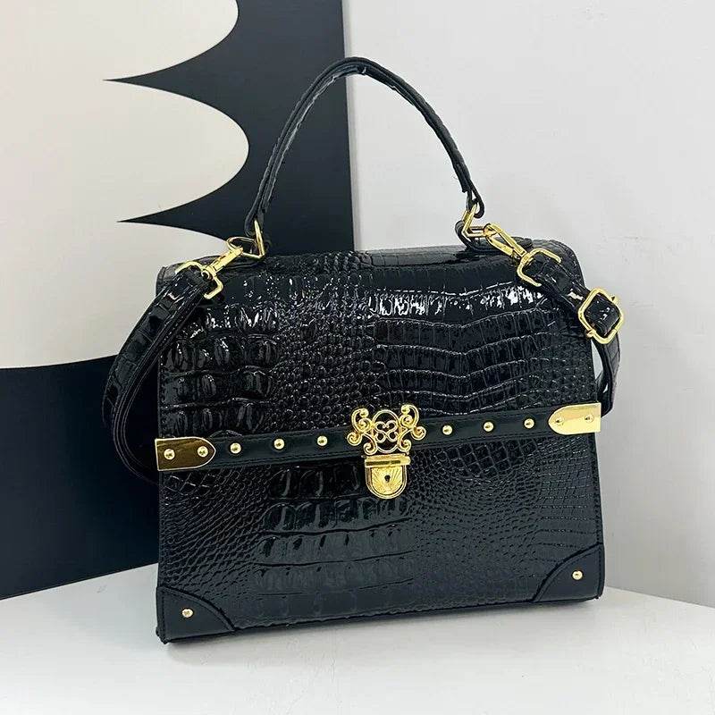 Designer Women Crocodile Pattern Crossbody Bag - Dressect