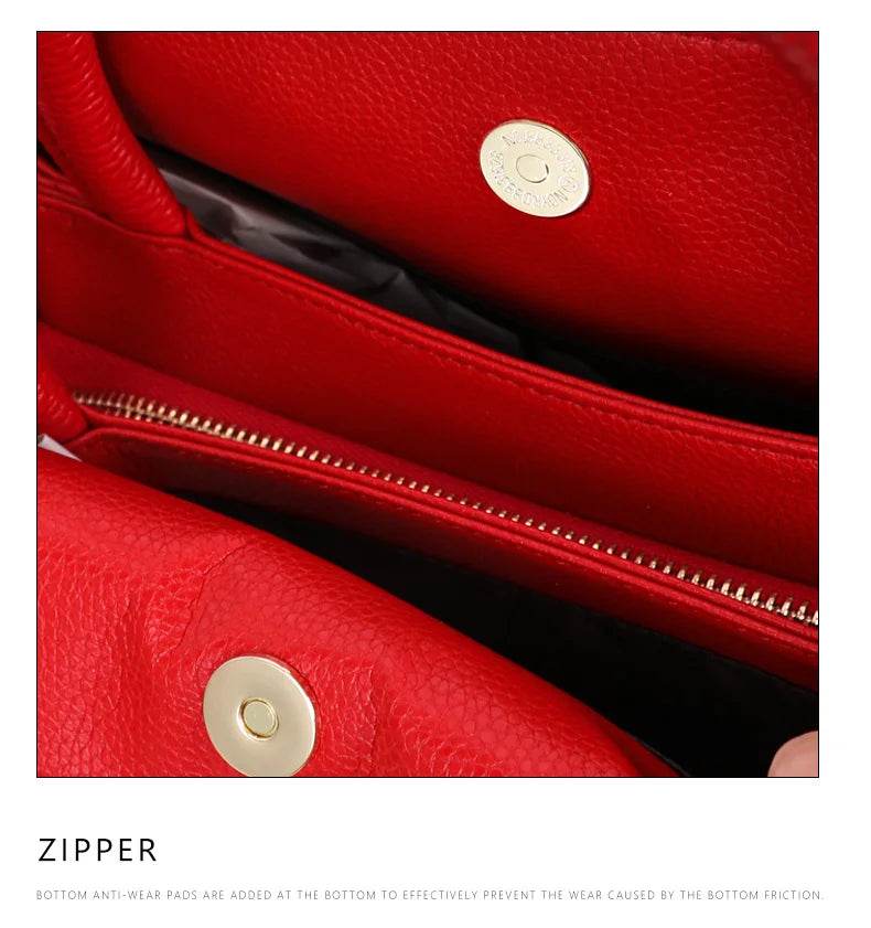 Classic embossed women's bag leather pit bag, large capacity top cowhide cross-body bag - Dressect