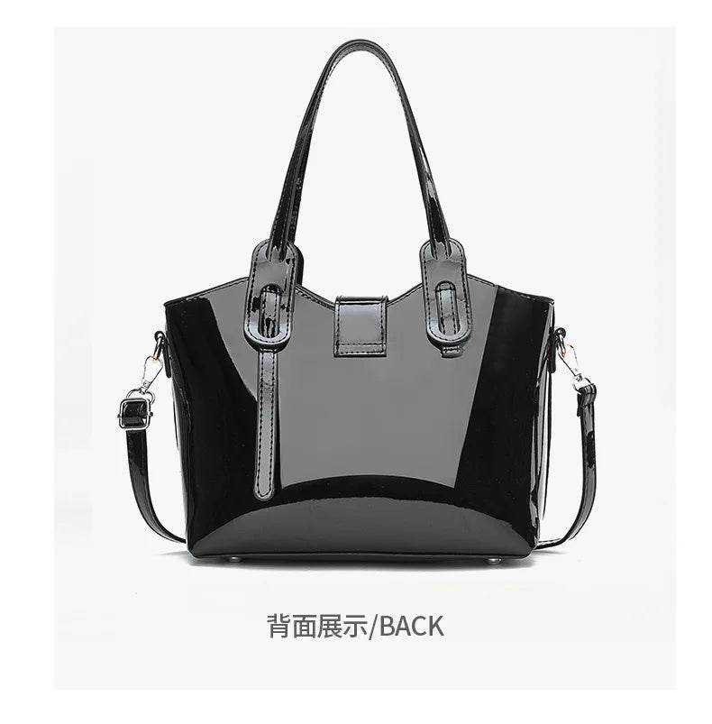 Leather Glossy Women's Handbag 2025 New Women's 2 in 1 Composite Bags Bag Large Capacity One Shoulder Crossbody Bag - Dressect