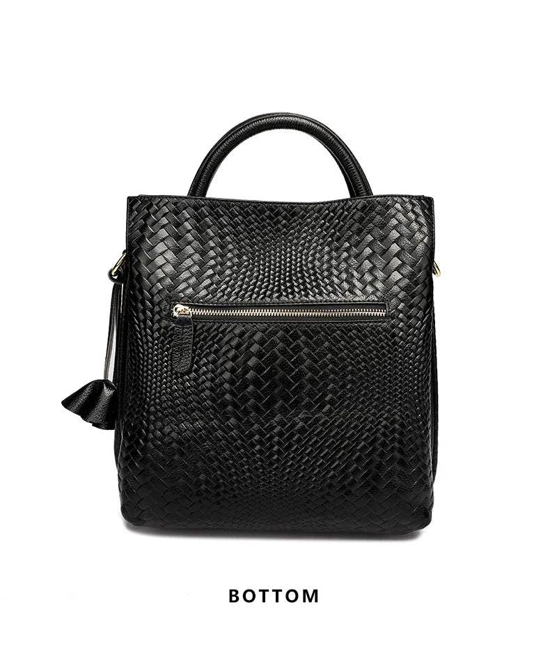 New women's handbag, large capacity woven texture bucket bag, multiple colors - Dressect