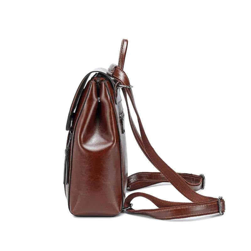 Women Backpack Cross body Shoulder Bag Genuine Leather Female Natural Skin Book Laptop Rucksack Messenger Bags - Dressect