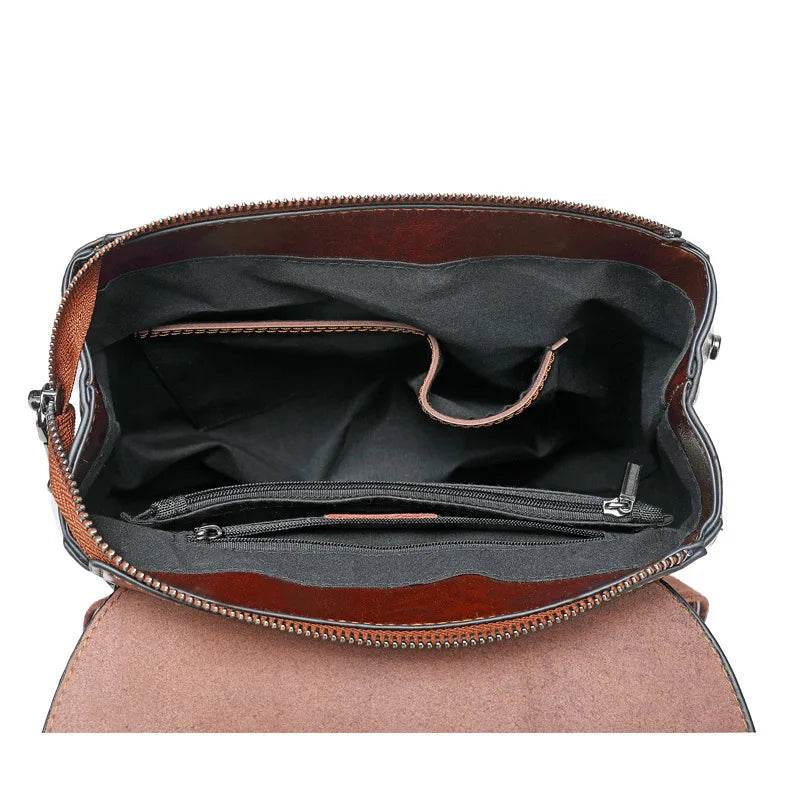 Women Backpack Cross body Shoulder Bag Genuine Leather Female Natural Skin Book Laptop Rucksack Messenger Bags - Dressect