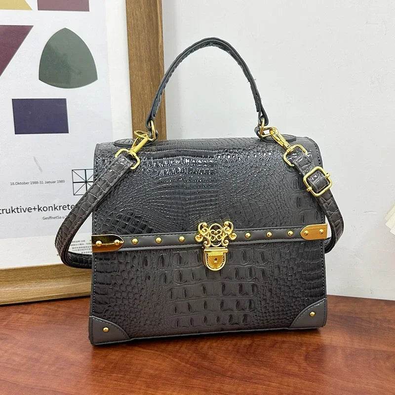 Designer Women Crocodile Pattern Crossbody Bag - Dressect