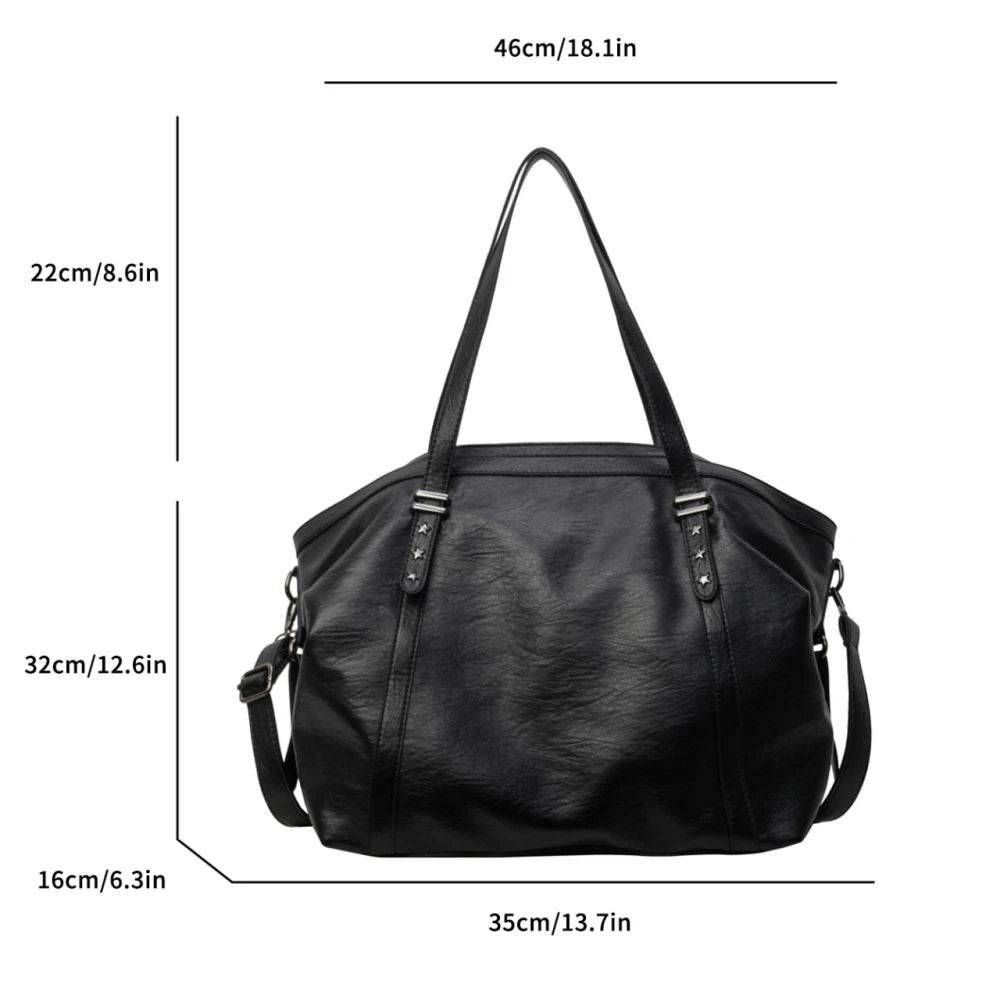 MOODS Large Sized Tote Bags For Women Soft PU Leather Pure Color Large Capacity Shopper Shoulder Crossbody Bag Quality Handbags - Dressect